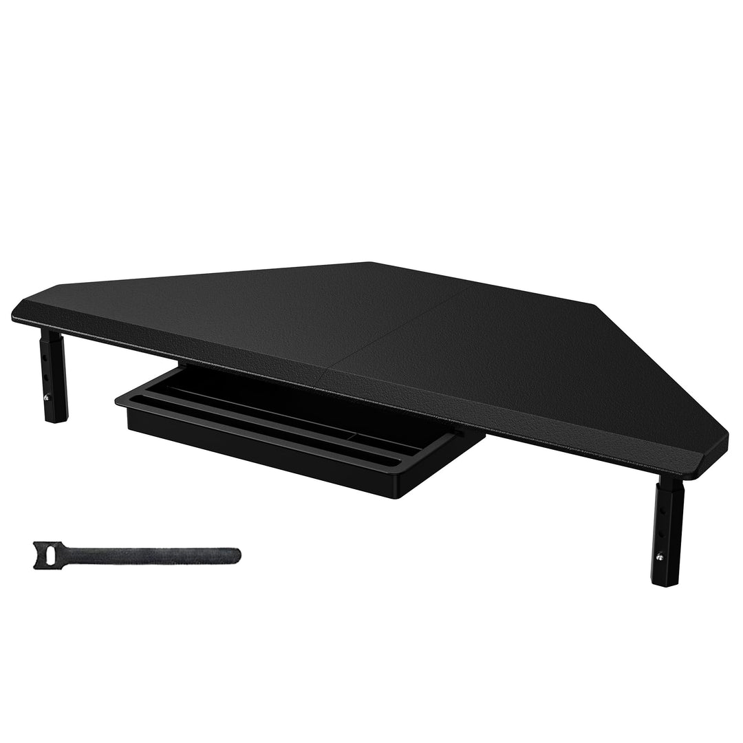 ETHU Triangle Monitorständer mit Schublade, Höhenverstellbar, bis 25kg | Holz &amp; verstärkte Metallbei