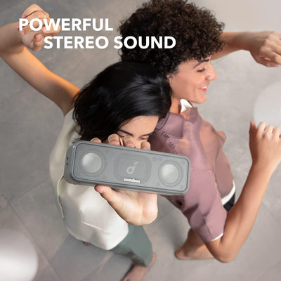 soundcore 3 Bluetooth Lautsprecher, Stereo-Sound, Audiotreiber mit Titan-Membran, PartyCast, BassUp,