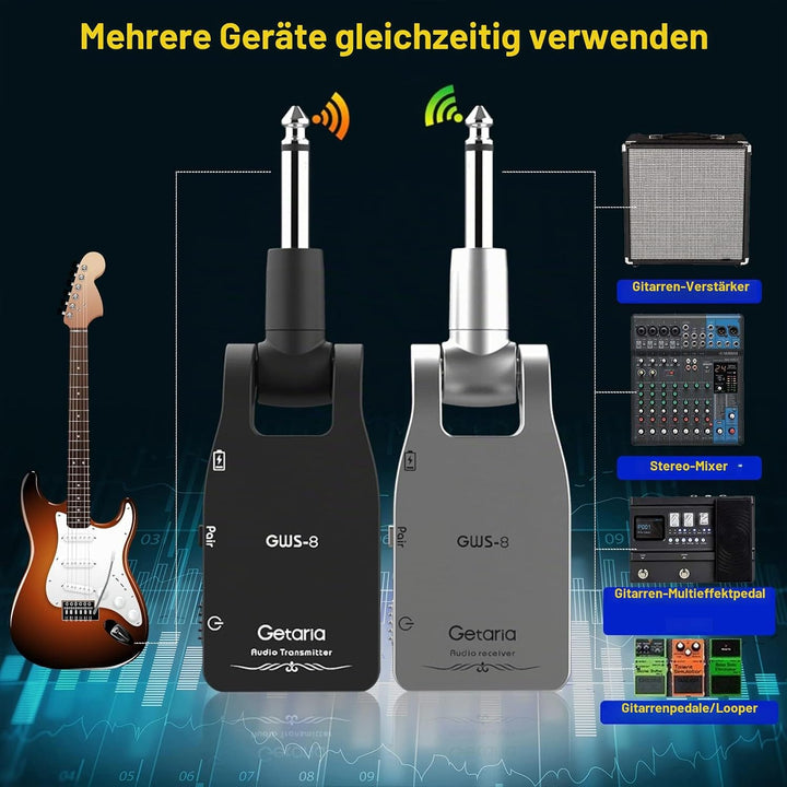 Getaria Gitarren Sender 2.4 G Wireless gitarre Sender Built-in Rechargeable Lithium battery for Elec