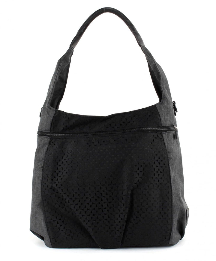 LÄSSIG Baby Wickeltasche Babytasche Stylische Tasche inkl. Wickelzubehör/Casual Hobo Bag Black Schwa