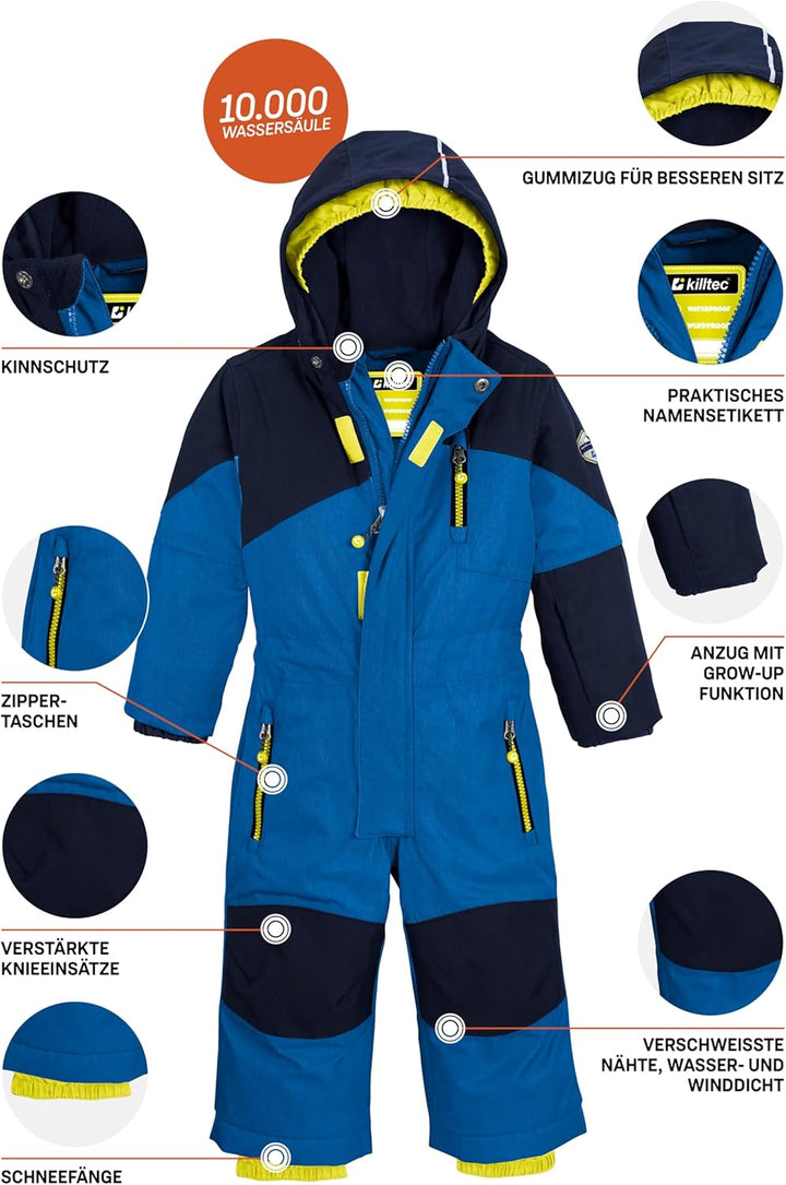 Killtec Unisex Kinder Kesley Mini Skioverall/Schneeanzug mit Kapuze und Schneefang 122-128 royal, 12