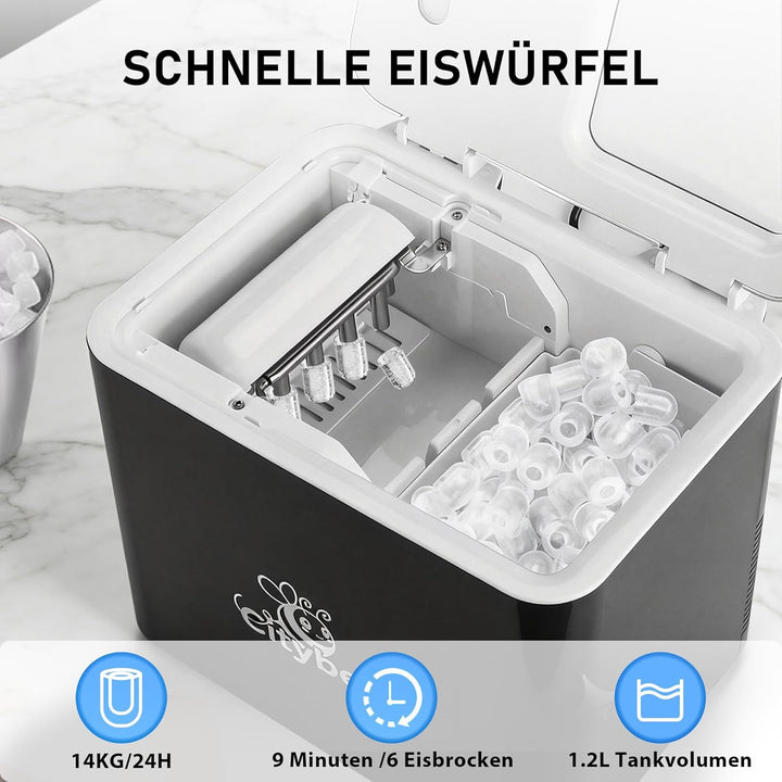 Citybee Eiswürfelmaschine Klein Ice Maker - Eiswürfel maschine Mini mit 2 Eiswürfelgrössen - Leise T