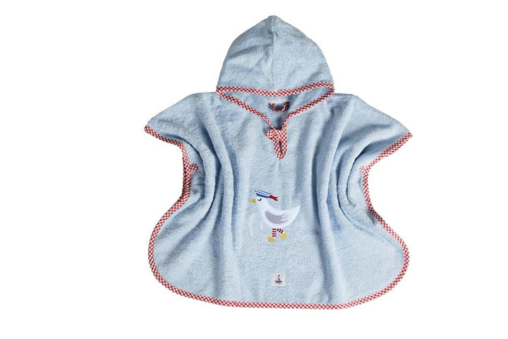 Hansekind Poncho, hellblauer Frottee, Möwe, 1-4 Jahre