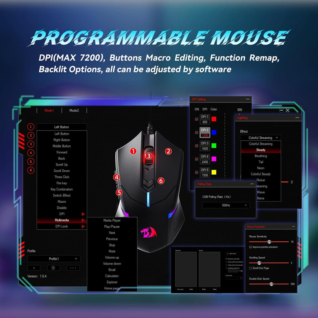 Redragon S101 Gaming Tastatur und Maus Set, QWERTZ DE-Layout, RGB Hintergrundbeleuchtung Beleuchtete