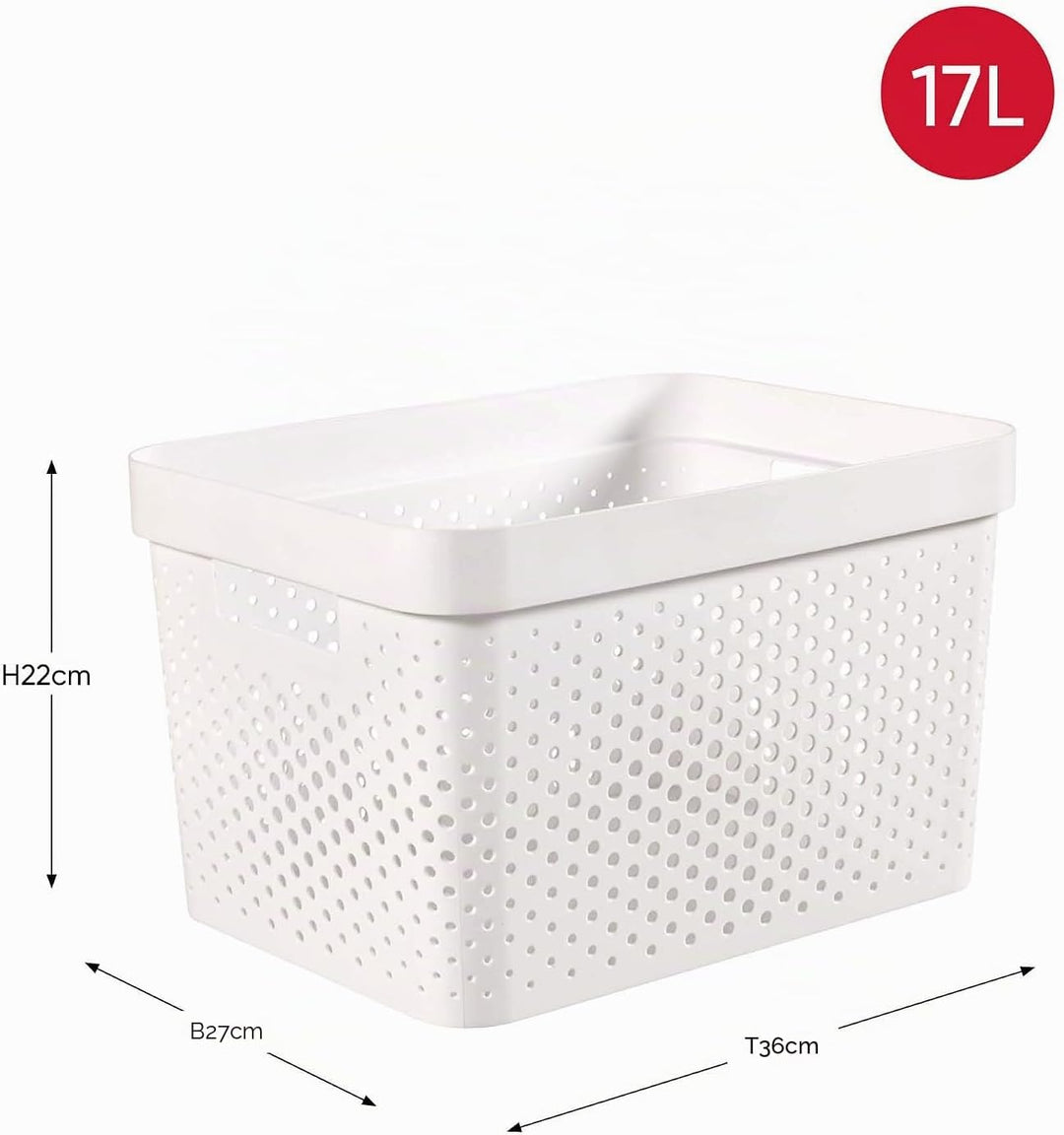 CURVER INFINITY RECYCLING Boxen mit Lochmuster 2x (11L+17L) und Deckel, weiss, Aufbewahrungsboxen, W