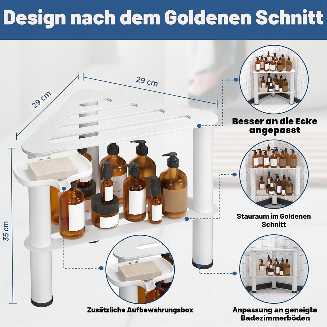 Eck-Duschfusshocker zum Rasieren der Beine, Rostfestigkeit und Rutschfester | Weiss Duschfussstützen