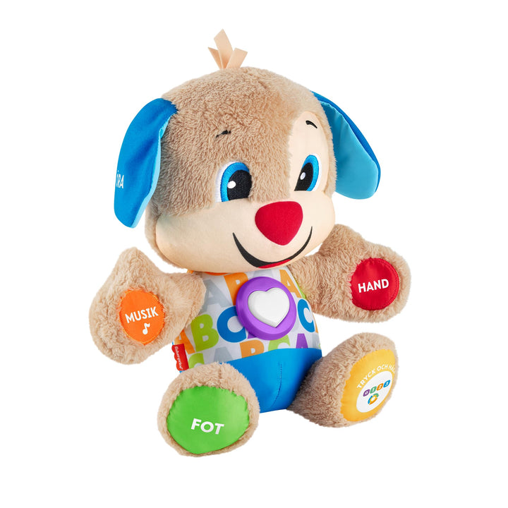 Fisher-Price Lernspass-Hündchen mit drei Stufen | sprechendes Kuscheltier mit Musik als Kinderspielz