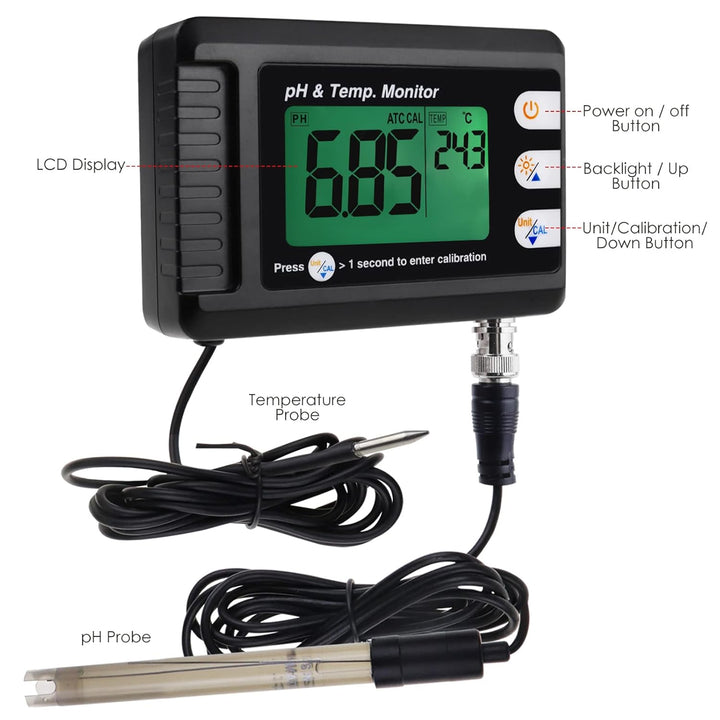 Fachmann pH & Temperatur Meter mit ATC und Automatisch Calibration Funktion, Wasser Prüfer Messung f