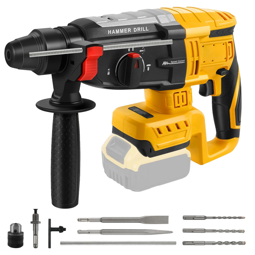 Roadtime Professional Bohrhammer 600W kompatibel mit DeWalt 20V Akku(ohne Akku),Abbruchhammer Geschw