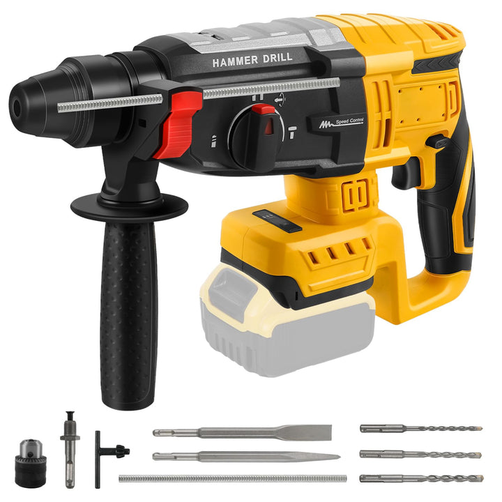 Roadtime Professional Bohrhammer 600W kompatibel mit DeWalt 20V Akku(ohne Akku),Abbruchhammer Geschw