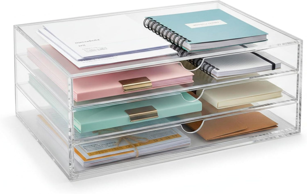 OSCO A3TSL Magazin mit 3 Schubladen aus klarem Acryl im Querformat farblos Single, Single
