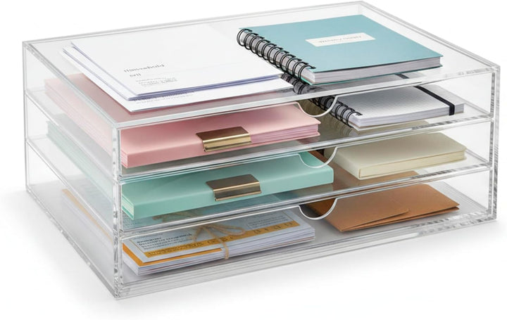 OSCO A3TSL Magazin mit 3 Schubladen aus klarem Acryl im Querformat farblos Single, Single