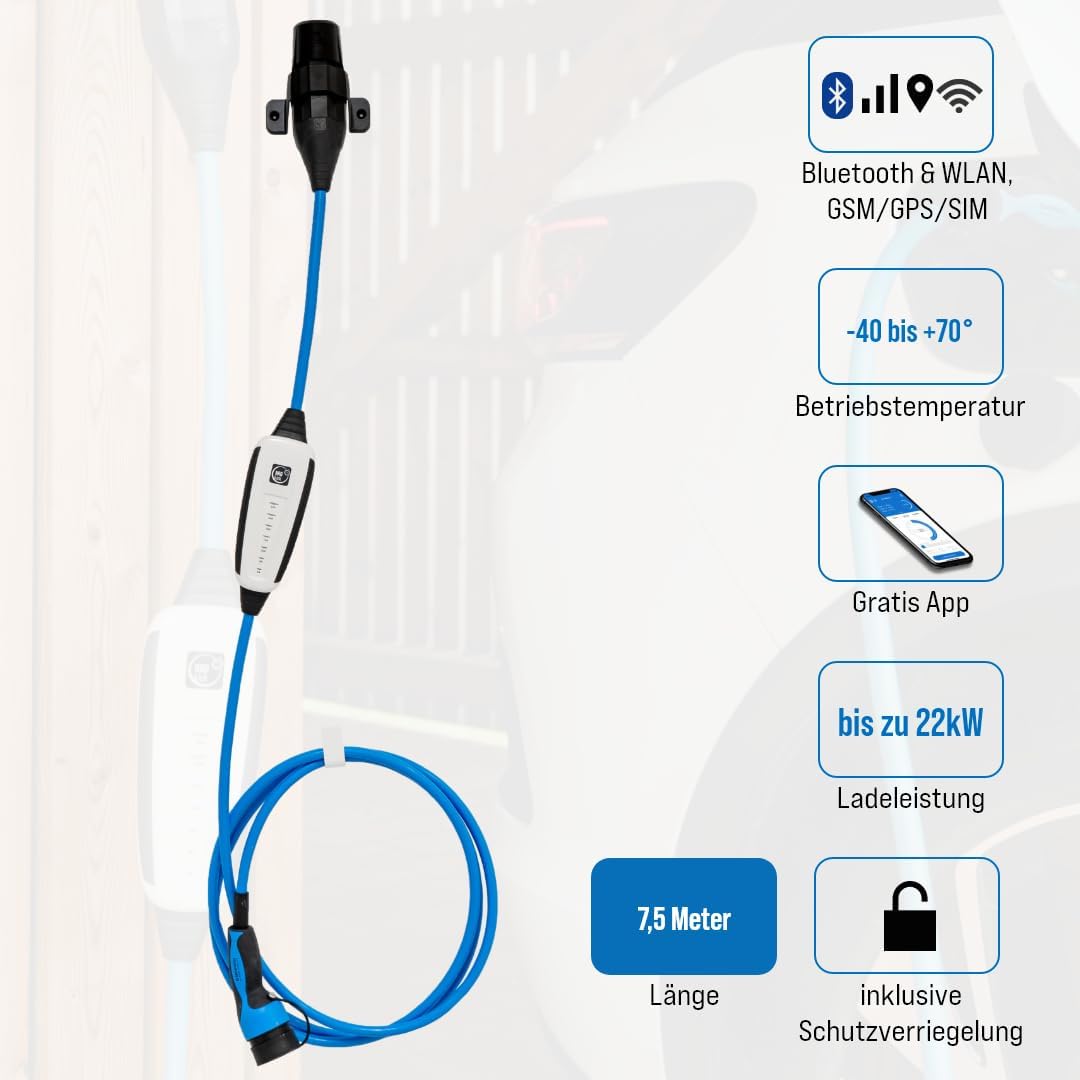 NRGkick FIX Max 7.5m GSM/GPS/SIM Schutzverriegelung, Wandsteckdose 32A | bis zu 22kW Ladeleistung |