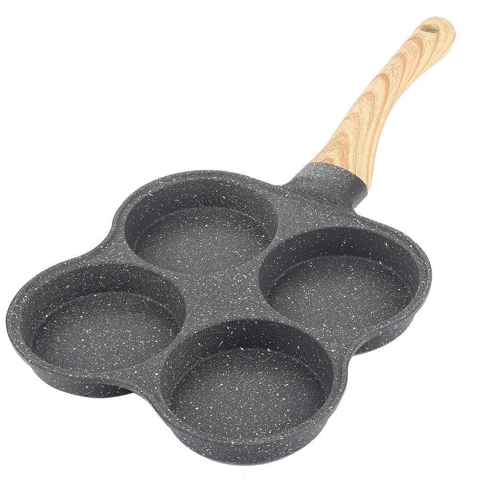 Langlebiger Pfannkuchenhersteller, Aluminium-Maifan-Steinbeschichtung Antihaft-4-Loch-Omelettpfanne,