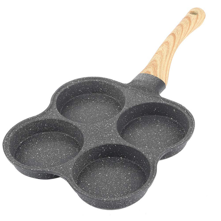 Langlebiger Pfannkuchenhersteller, Aluminium-Maifan-Steinbeschichtung Antihaft-4-Loch-Omelettpfanne,