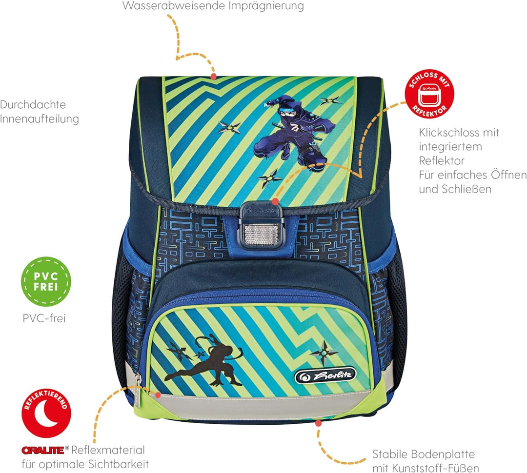 herlitz Schulranzen Loop Plus Funky Ninja, 1 Stück, Funky Ninja
