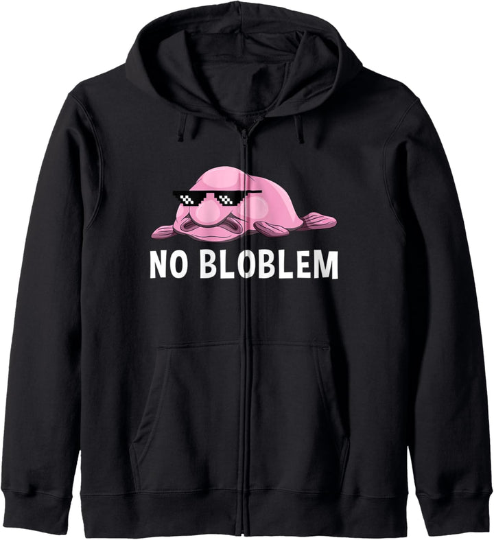 No Bloblem Blobfisch Lustiger Tiefseefisch Meme Brille Kapuzenjacke