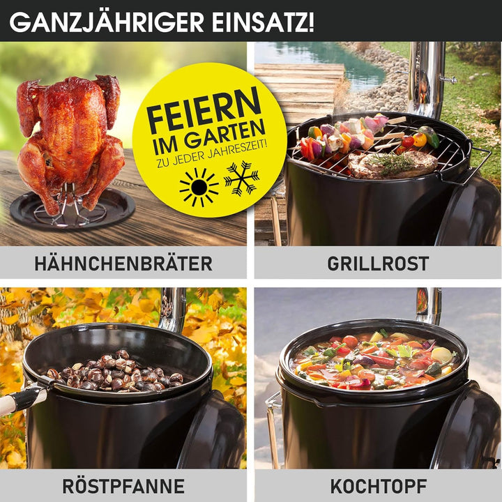 BRAST® Eintopfofen mit Grillfunktion Ofen Kugelgrill Barbecue Grill Outdoor-Küche Gulaschkanone Supp