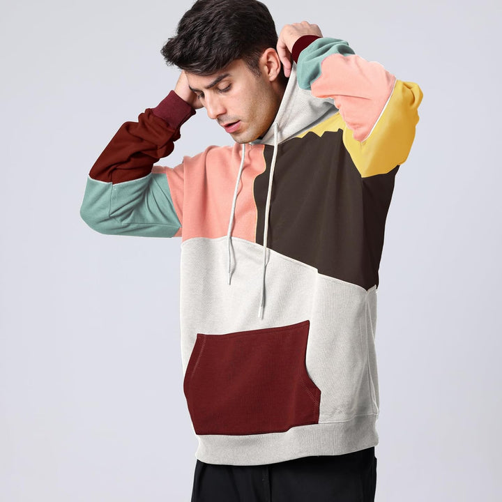 COVISOTY Hoodie Herren Kapuzenpullover Pullover，Herren Techwear Hip Hop Patchwork Unisex Streetwear