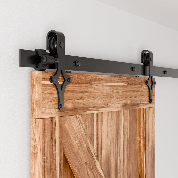 Wolfbird Hardware Kit Scheunentür 244cm-8ft Schiebetürsystem Schienen Kit, mit verstellbaren Bodensc