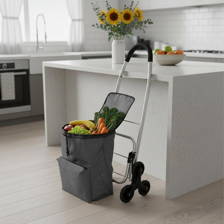 Relaxdays Einkaufstrolley Treppensteiger, Kühlfach, abnehmbare Tasche, 45 l, bis 35 kg, Einkaufswage