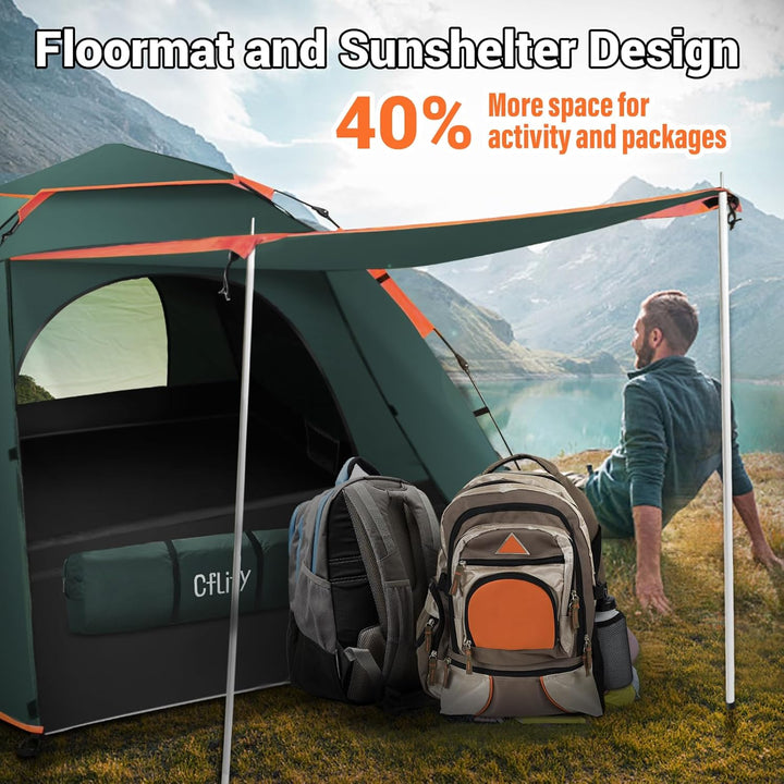 Cflity Camping Zelt, 3 Personen Pop Up Zelt Automatisches Instant DREI Schicht Wasserdicht 4 Jahresz
