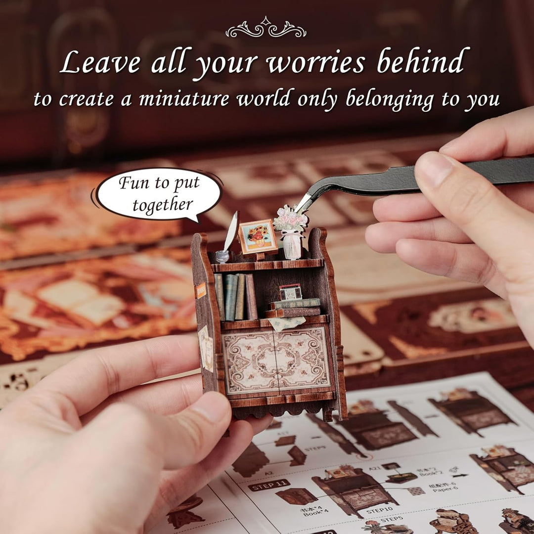 CUTEBEE Book Nook Kit - DIY Miniature House,Puppenhaus Miniatur Haus Selber Baue Bausatz mit Staubsc