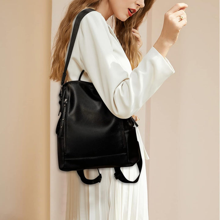 HAWEE Damen Rucksack Weiches PU Leder Schulrucksack Anti-Diebstahl Tagesrucksack Elegant Schultertas