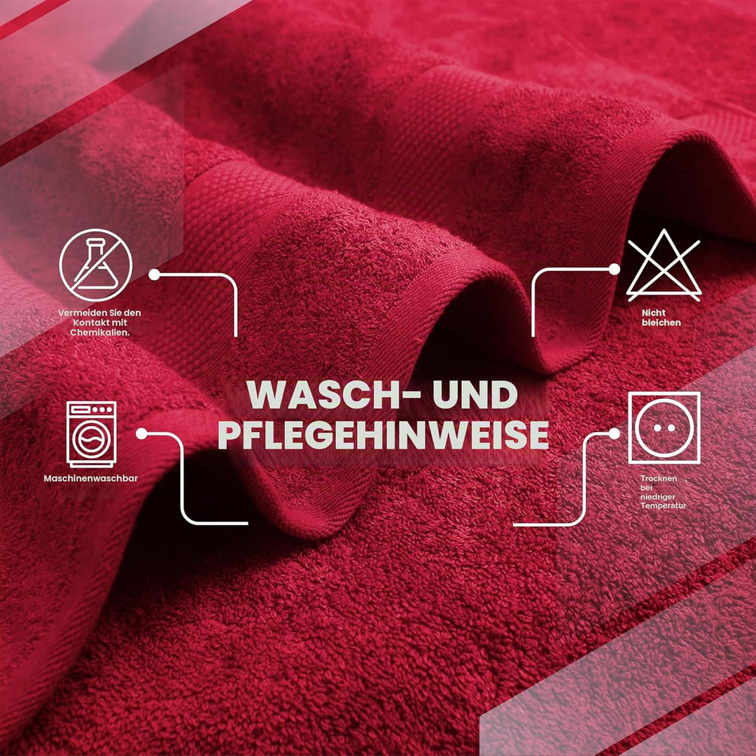 Premium Badetücher, Burgunderrot, 4 Stück, 70 x 140 cm, 100 % ringgesponnene Baumwolle, weiche Hapti