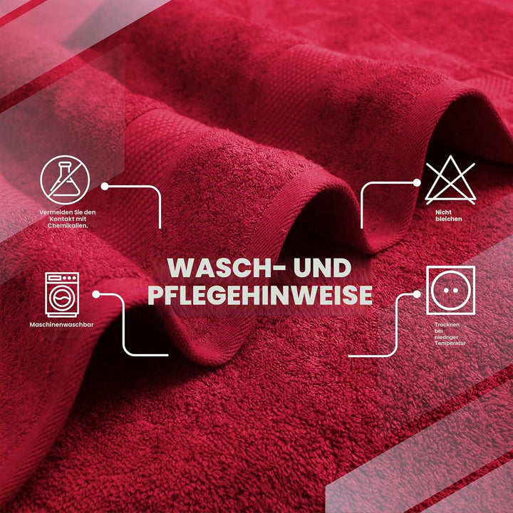 Premium Badetücher, Burgunderrot, 4 Stück, 70 x 140 cm, 100 % ringgesponnene Baumwolle, weiche Hapti