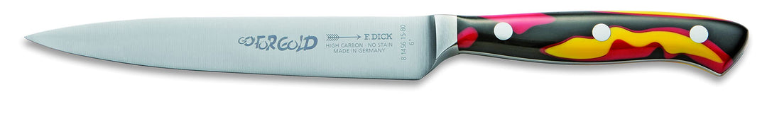 F. DICK Premier Plus GO FOR GOLD Tranchiermesser 15 cm (scharfes Küchenmesser, Kunststoffgriff schwa