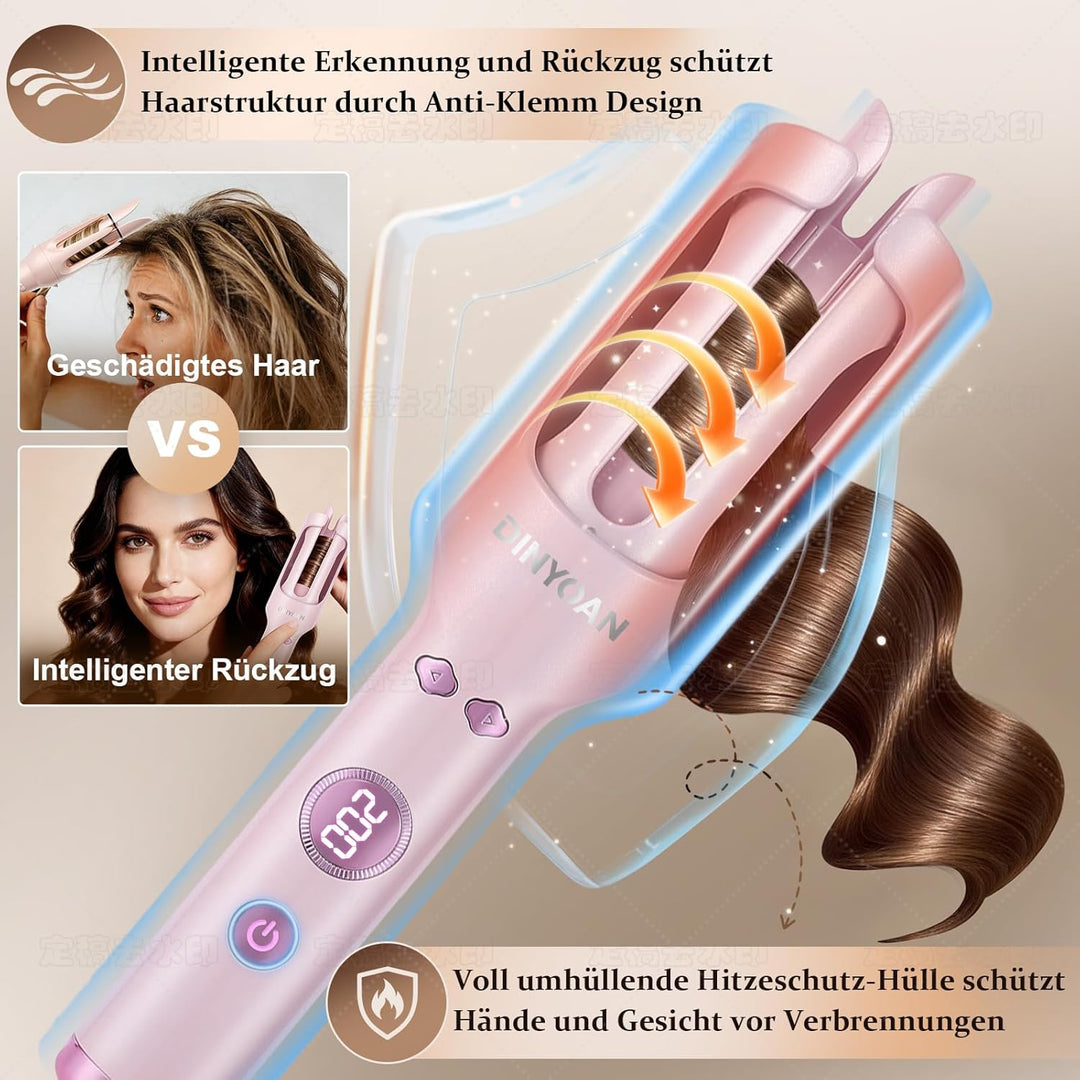 Automatischer Lockenstab mit Infrarot & Kaltluft – Anti-Haarklemmen-System schmerzfrei, 5 Temperatur
