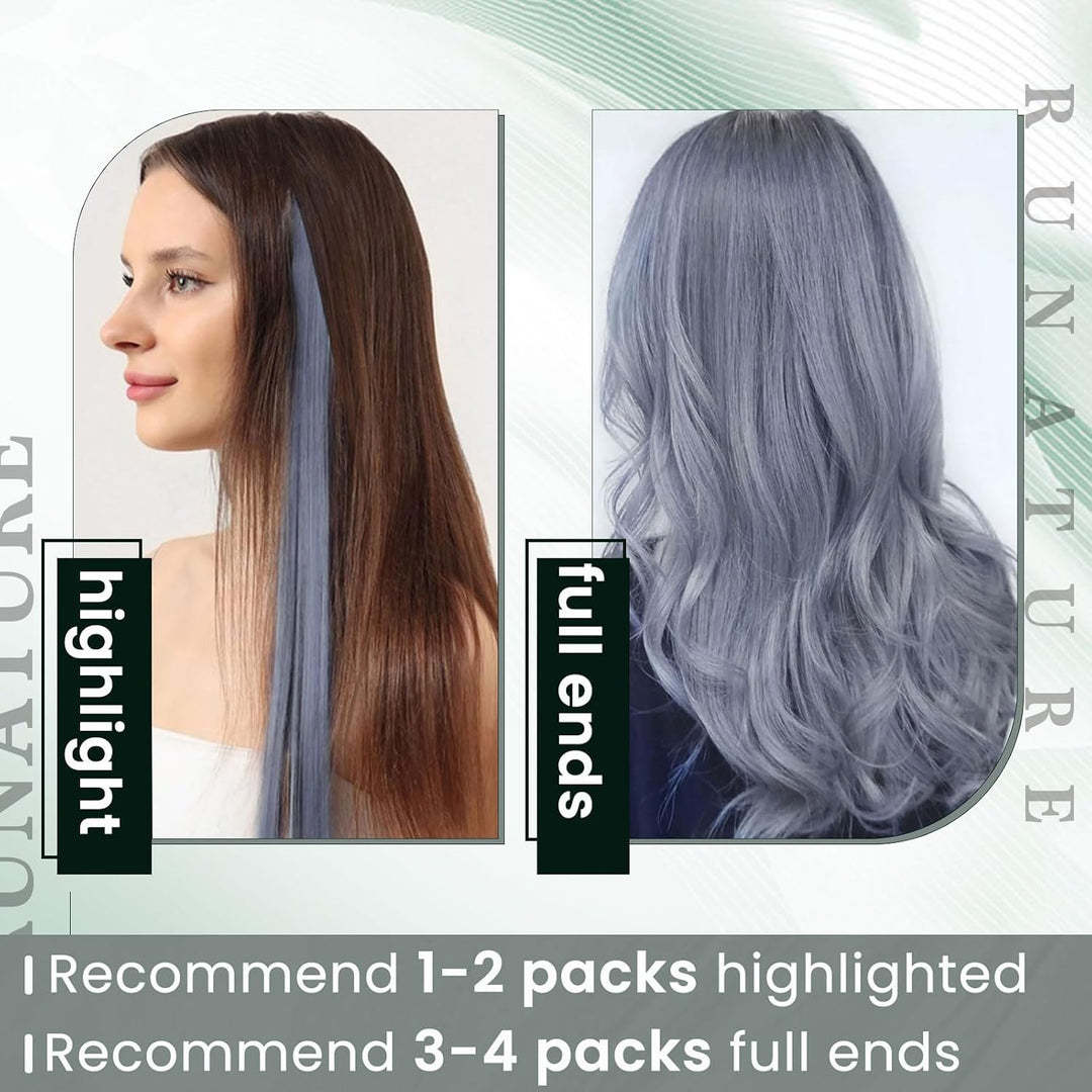 RUNATURE Keratine Extensions Echthaar Bonding Light Blue Bondings Echthaar Extensions U Tip Haarverl