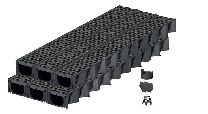 ACO Self® Hexaline 2.0 Entwässerungsrinne mit Kunststoffrost und rutschhemmendem Microgrip 6 x 1m mi