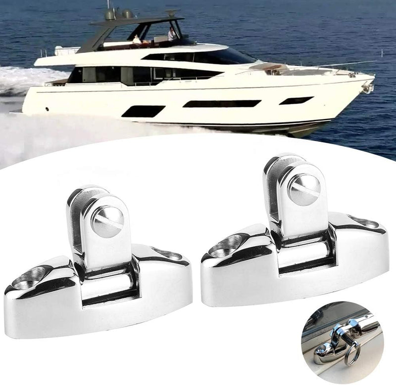 2 Stück Boot Oben Bimini Deck Scharnier Drehbar Seitlich Montiert Edelstahl mit Schrauben Gummipad M