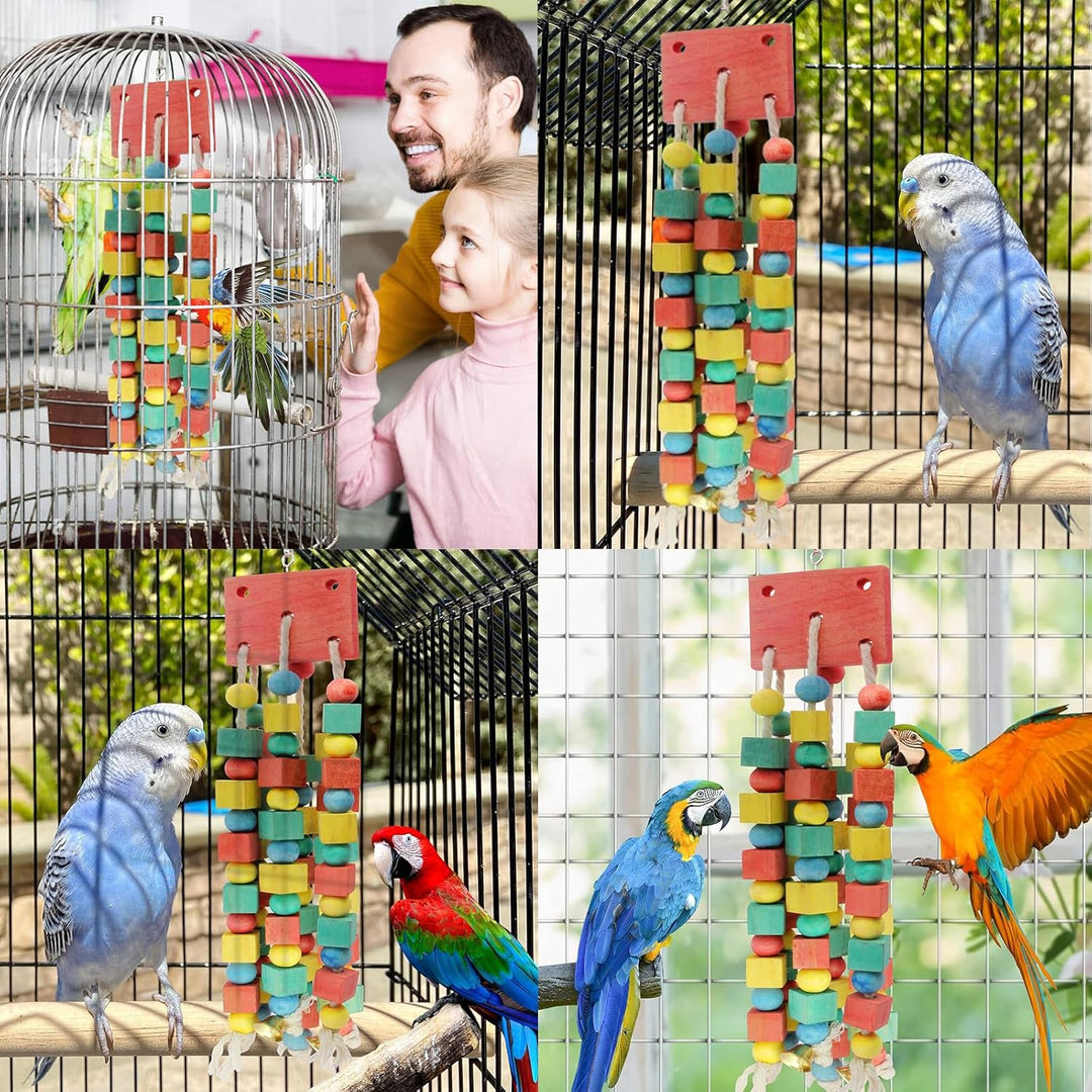 MQUPIN Vogel Papagei Spielzeug Grosse Kauen Natürliche Sittich Papagei Käfig Hängen Kauen Mehrfarbig