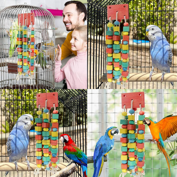 MQUPIN Vogel Papagei Spielzeug Grosse Kauen Natürliche Sittich Papagei Käfig Hängen Kauen Mehrfarbig