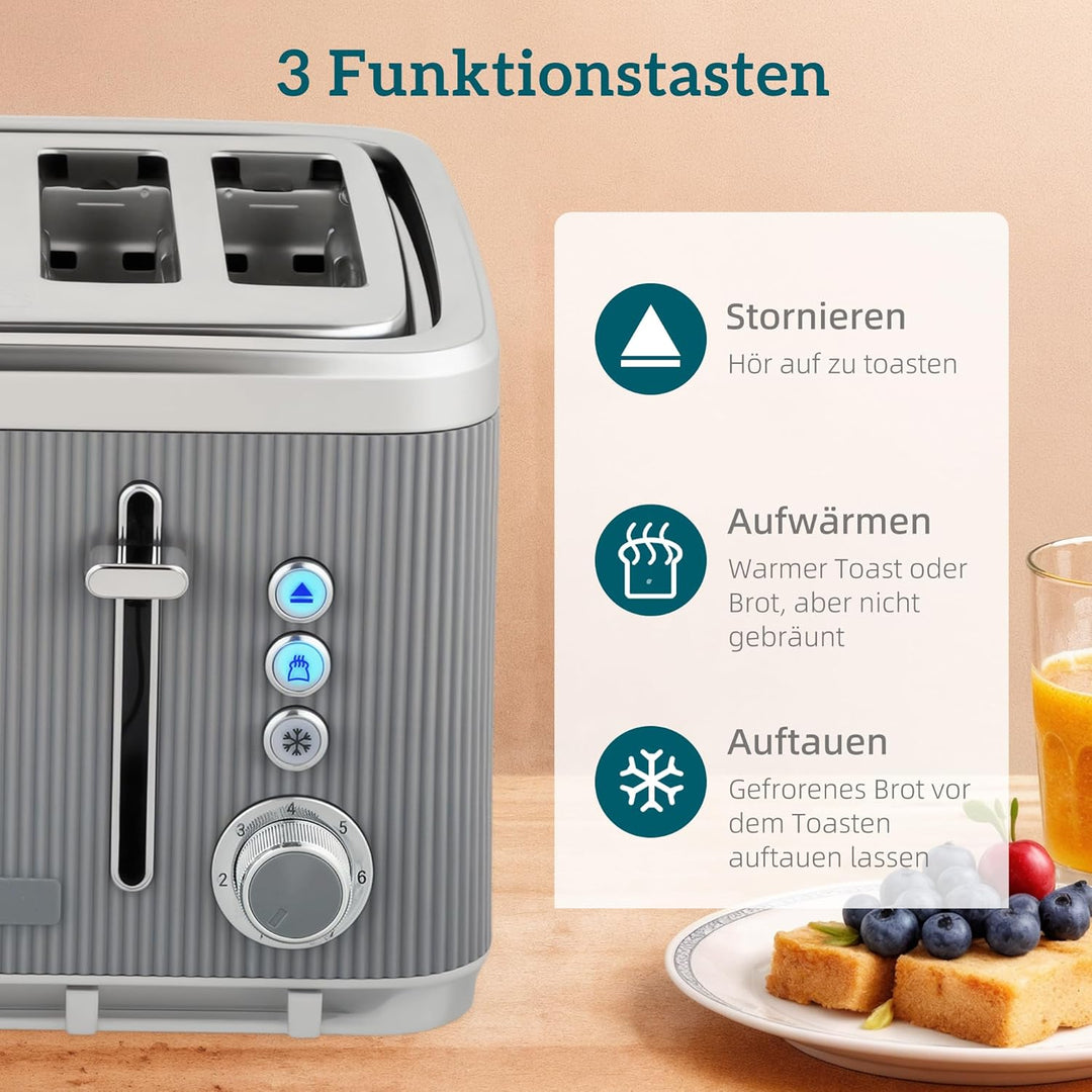 HOMCOM Wasserkocher Toaster Set 1,7L 2200W Schnell Wasserkocher mit Edelstahl-Innenraum, Entkalkungs