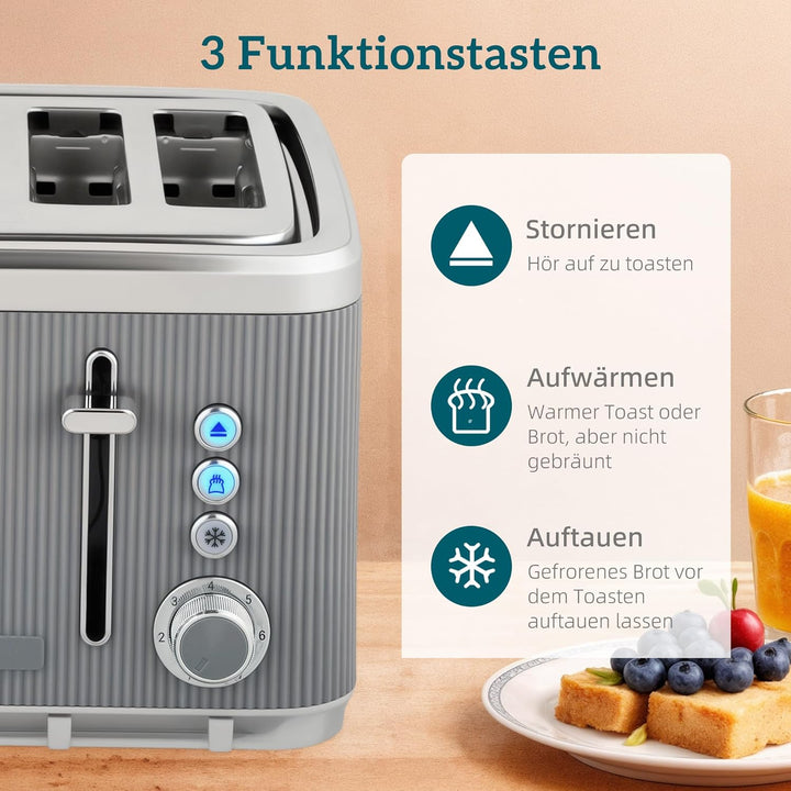 HOMCOM Wasserkocher Toaster Set 1,7L 2200W Schnell Wasserkocher mit Edelstahl-Innenraum, Entkalkungs