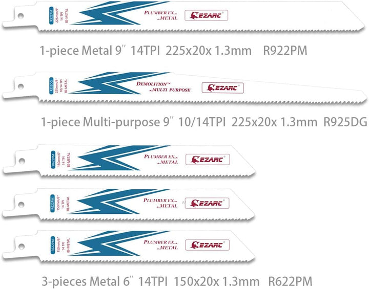 EZARC 10pc Säbelsägeblätter Set for Holz und Metall Demolition 10tlg Abriss und Demontage, 10tlg Abr