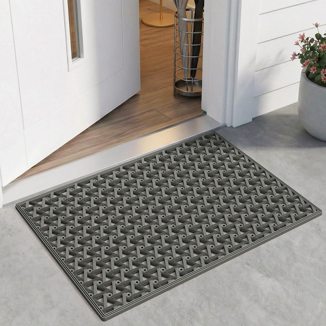 DEXI Fussmatte Aussen 48,5 x 75 cm, rutschfeste Schmutzfangmatte mit Drainagelöchern, Wasserdicht &