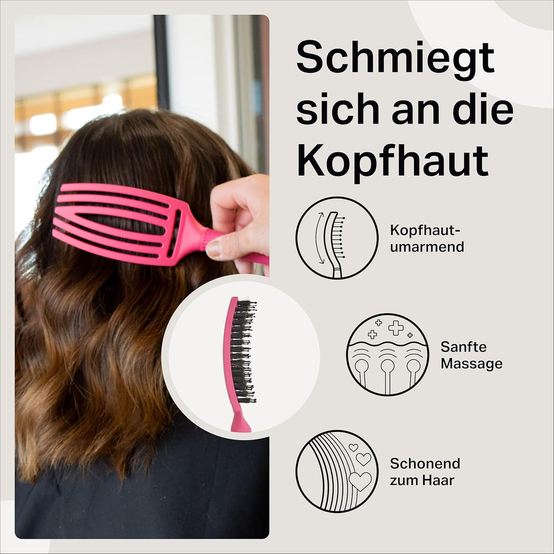 Olivia Garden Fingerbrush Care Iconic - Medium - Hot Pink - Detangler Bürste mit Wildschweinborsten