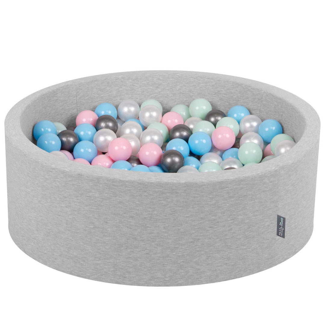 KiddyMoon Bällebad 90X30cm/300 Bälle ∅ 7Cm Bällepool Mit Bunten Bällen Für Babys Kinder Rund, Hellgr