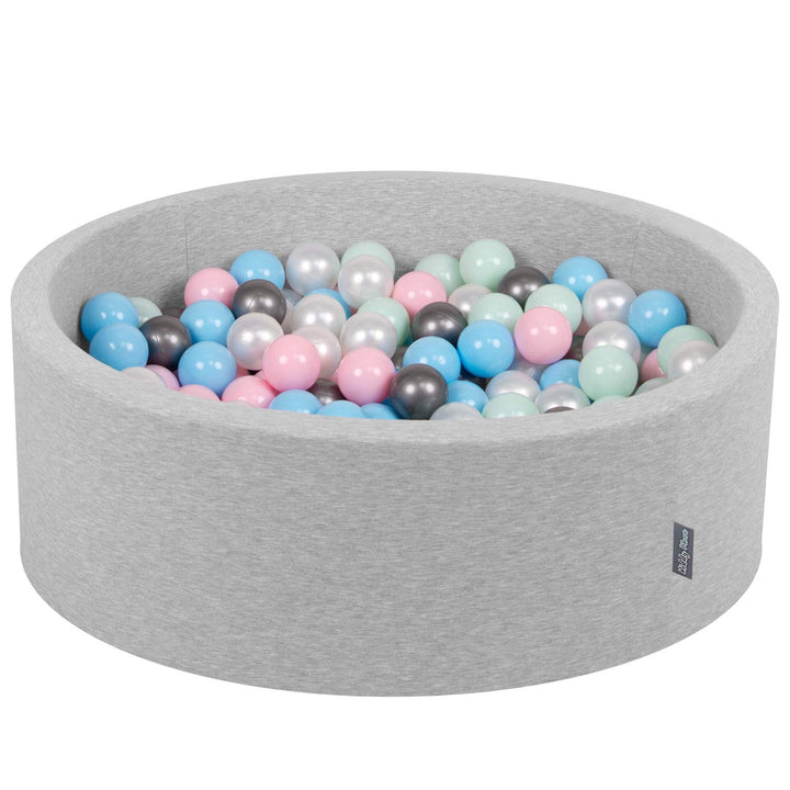 KiddyMoon Bällebad 90X30cm/300 Bälle ∅ 7Cm Bällepool Mit Bunten Bällen Für Babys Kinder Rund, Hellgr