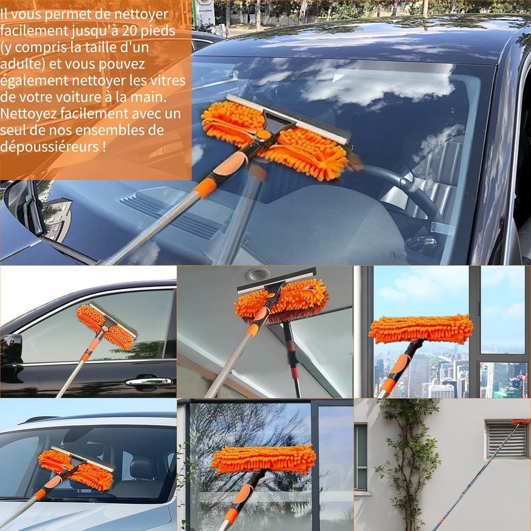 Staubwedel Teleskop 6M, mit Staubwedel Lang Ausziehbar mit 1,5 bis 4,9 m, Teleskop-Reinigungsbürste