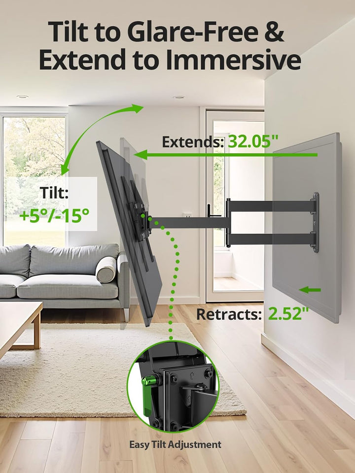 USX MOUNT Langarm-TV-Wandhalterung, Geeignet für 37-80 Zoll-LCD-/LED-/OLED Fernseher, 814 mm Auszug,