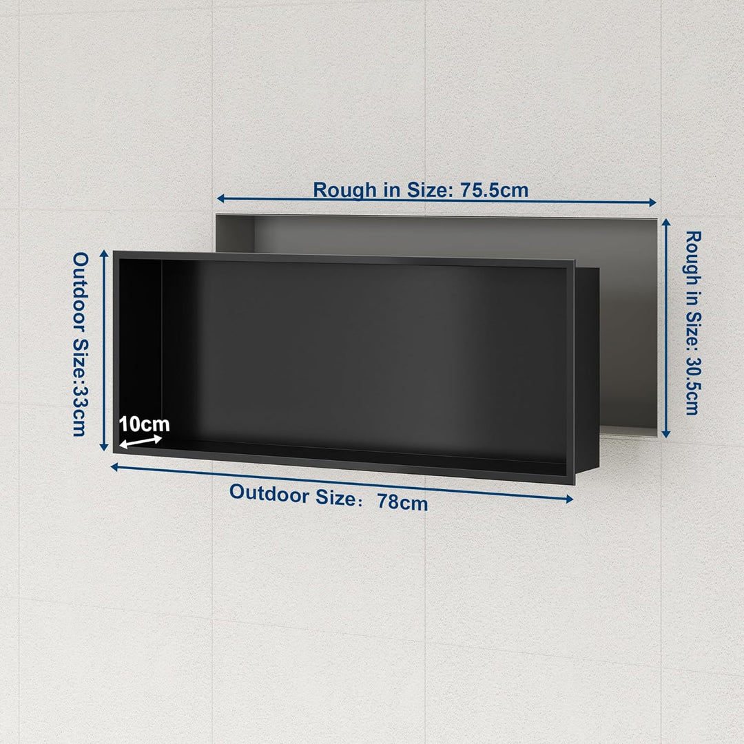 Neodrain Wandnische Dusche Edelstahl Duschnische Einzelregal Lagerung für Badezimmer 75 x 30 cm, Sch