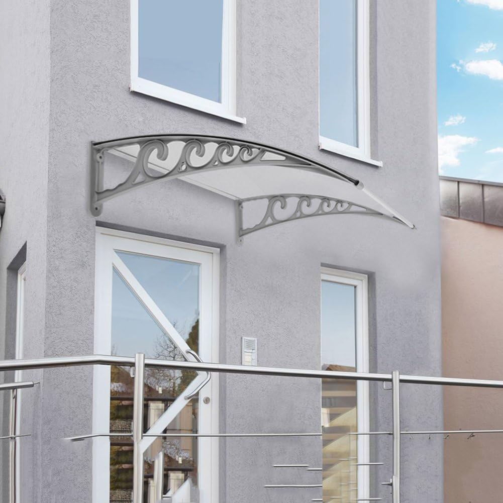 MUPAI Vordach Haustür, Kunststoff, Aluminium, Pultbogenvordach, Überdachung, Transparent, Fenster Ma