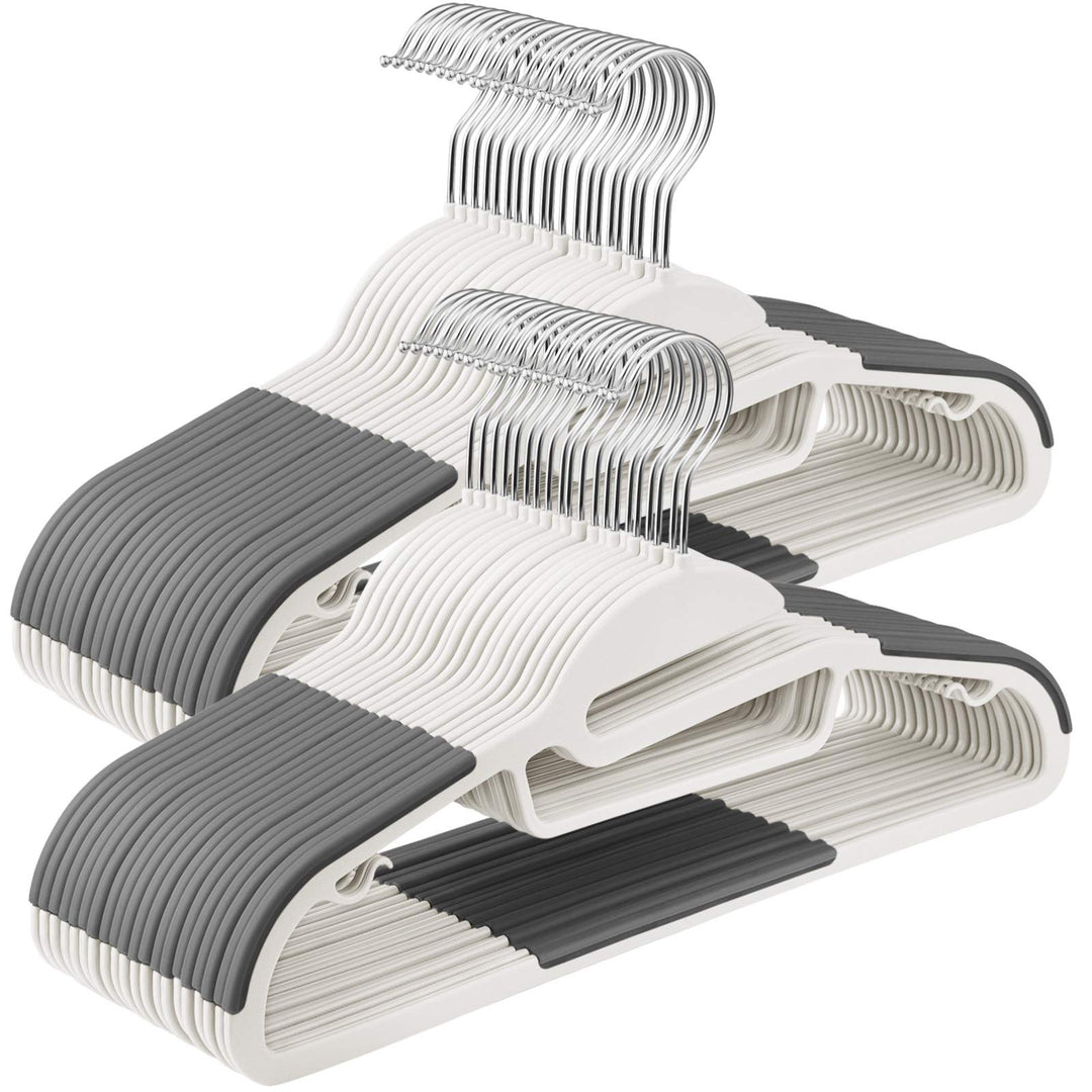 SONGMICS Kleiderbügel Kunststoff, 50er Set, Bügel mit U-förmiger Öffnung, platzsparend, 0,5 cm dick,
