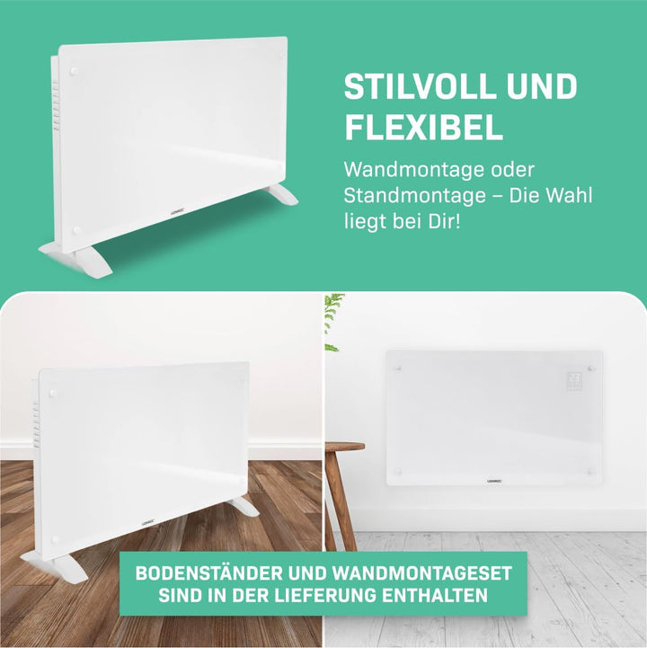 VONROC Elektroheizung energiesparend 2500W - Konvektor Heizung [30qm Räume] - Mobile Elektrische Hei